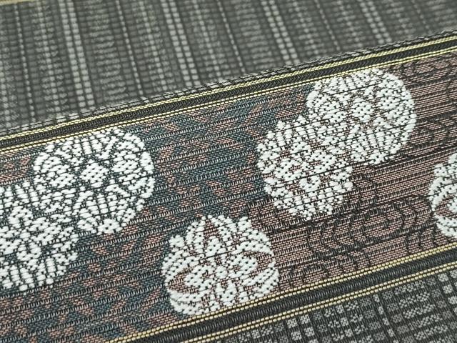 平和屋着物＊夏物　西陣　まいづる謹製　六通柄袋帯　夏利休　横段花文　反端付き　正絹　逸品　CABL5432rv