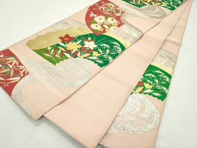 平和屋着物＊夏物　アンティーク　大正ロマン　六通柄　本袋帯　唐織　流水秋草文　金銀糸　正絹　逸品　CABL5434rv