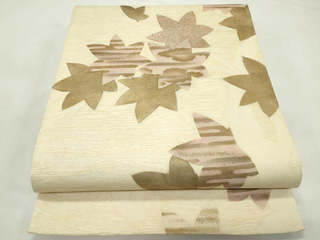 平和屋着物＊夏物　太鼓柄袋帯　楓　金彩　正絹　逸品　CABL5437rv