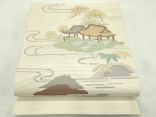 平和屋着物＊夏物　太鼓柄袋帯　絽綴れ　風景文　金銀糸　正絹　逸品　CABL5438rv