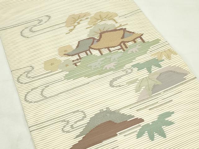 平和屋着物＊夏物　太鼓柄袋帯　絽綴れ　風景文　金銀糸　正絹　逸品　CABL5438rv