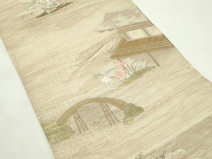 平和屋着物＊夏物　六通柄袋帯　風景文　金糸　正絹　逸品　未使用　CABL5439rv