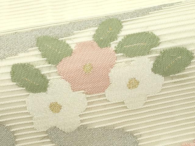 平和屋着物＊夏物　太鼓柄袋帯　流水花文　金銀糸　正絹　逸品　CABL5446rv