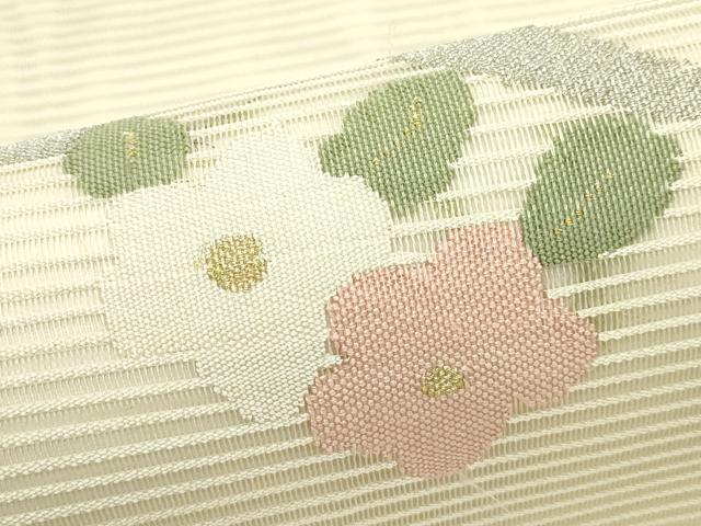 平和屋着物＊夏物　太鼓柄袋帯　流水花文　金銀糸　正絹　逸品　CABL5446rv