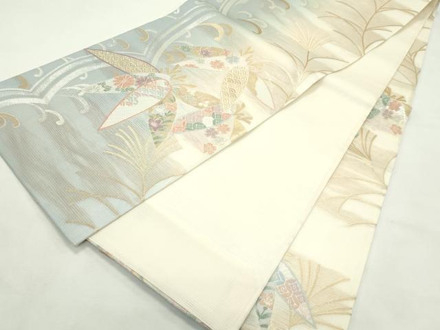 平和屋着物＊夏物　六通柄　京袋帯　唐織　草花文　金銀糸　正絹　逸品　CABL5450rv