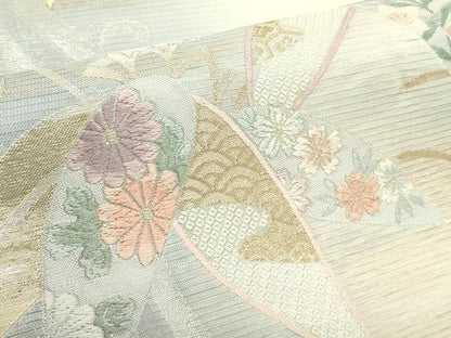平和屋着物＊夏物　六通柄　京袋帯　唐織　草花文　金銀糸　正絹　逸品　CABL5450rv
