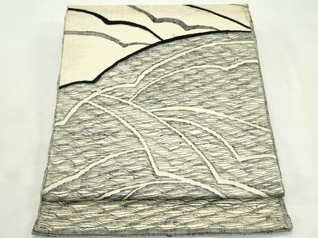 平和屋着物＊夏物　太鼓柄袋帯　すくい織　抽象文　正絹　逸品　CABL5451rv