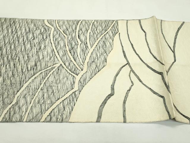 平和屋着物＊夏物　太鼓柄袋帯　すくい織　抽象文　正絹　逸品　CABL5451rv
