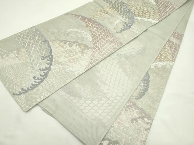 平和屋着物＊夏物　六通柄袋帯　唐織　立波文　金銀糸　正絹　逸品　CABL5459rv