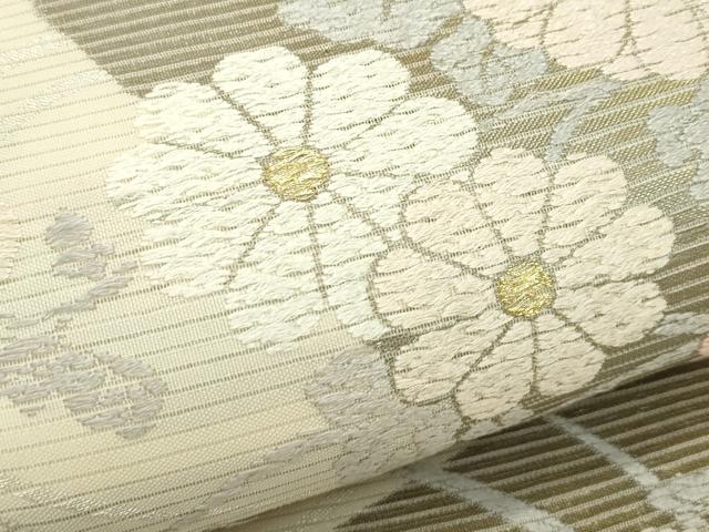 平和屋着物＊夏物　西陣　老舗　渡文謹製　手織　六通柄袋帯　本絽袋　唐織　色紙秋草文　金銀糸　正絹　逸品　未使用　CABL5460rv