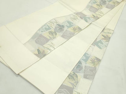 平和屋着物＊夏物　六通柄袋帯　色紙重ね流水草木文　金銀糸　正絹　逸品　未使用　CABL5461rv