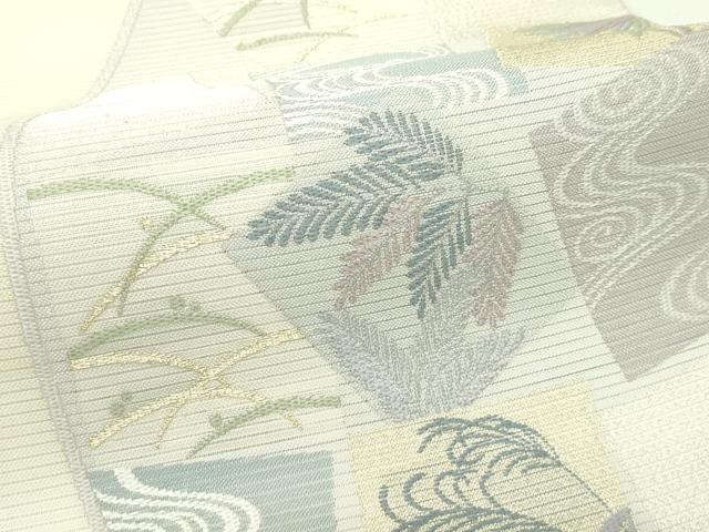 平和屋着物＊夏物　六通柄袋帯　色紙重ね流水草木文　金銀糸　正絹　逸品　未使用　CABL5461rv