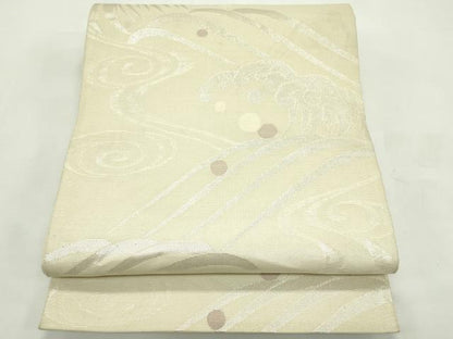 平和屋着物＊夏物　六通柄袋帯　立波文　銀糸　正絹　逸品　CABL5465rv