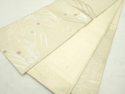 平和屋着物＊夏物　六通柄袋帯　立波文　銀糸　正絹　逸品　CABL5465rv