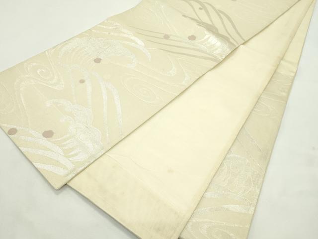 平和屋着物＊夏物　六通柄袋帯　立波文　銀糸　正絹　逸品　CABL5465rv