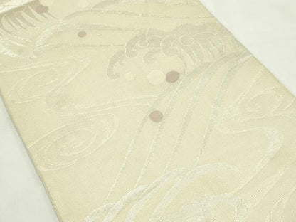 平和屋着物＊夏物　六通柄袋帯　立波文　銀糸　正絹　逸品　CABL5465rv