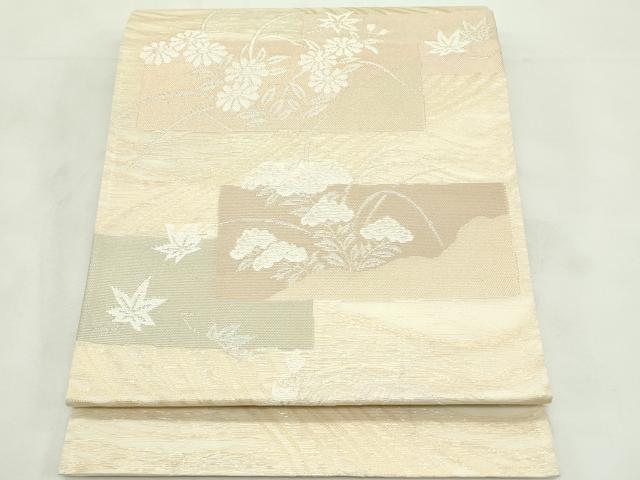 平和屋着物＊夏物　六通柄袋帯　秋草文　金銀糸　正絹　逸品　未使用　CABL5466rv