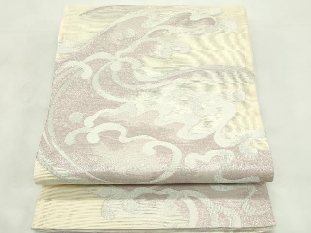 平和屋着物＊夏物　六通柄袋帯　立波文　銀糸　正絹　逸品　CABL5467rv