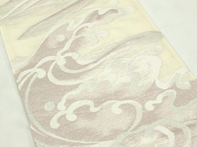 平和屋着物＊夏物　六通柄袋帯　立波文　銀糸　正絹　逸品　CABL5467rv