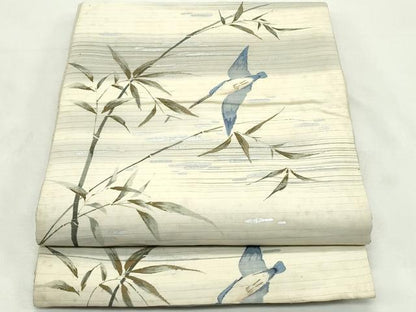 平和屋着物＊夏物　アンティーク　大正ロマン　両面　六通柄　京袋帯　手描き　刺繍　飛鳥草木文　金銀彩　正絹　逸品　CABL5470rv