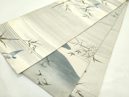 平和屋着物＊夏物　アンティーク　大正ロマン　両面　六通柄　京袋帯　手描き　刺繍　飛鳥草木文　金銀彩　正絹　逸品　CABL5470rv