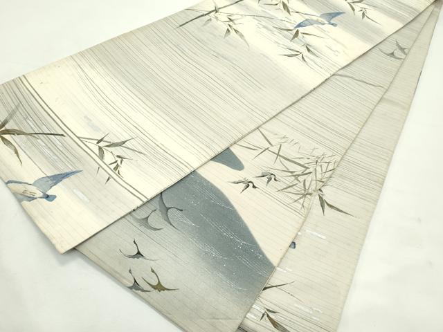 平和屋着物＊夏物　アンティーク　大正ロマン　両面　六通柄　京袋帯　手描き　刺繍　飛鳥草木文　金銀彩　正絹　逸品　CABL5470rv