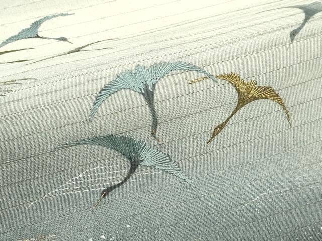 平和屋着物＊夏物　アンティーク　大正ロマン　両面　六通柄　京袋帯　手描き　刺繍　飛鳥草木文　金銀彩　正絹　逸品　CABL5470rv