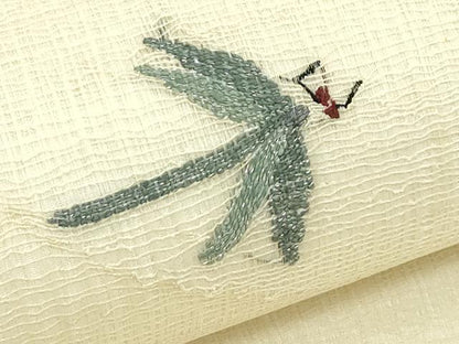 平和屋着物＊夏物　太鼓柄　京袋帯　すくい織　トンボ　金銀糸　正絹　逸品　未使用　CABL5478rv