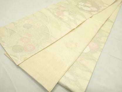 平和屋着物＊夏物　六通柄袋帯　唐織　秋草文　銀糸　正絹　逸品　CABL5512rv