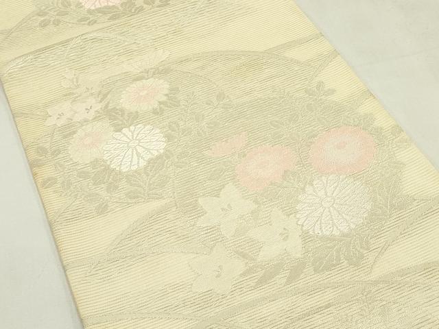 平和屋着物＊夏物　六通柄袋帯　唐織　秋草文　銀糸　正絹　逸品　CABL5512rv