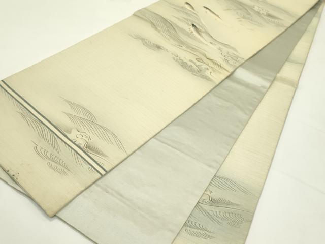 平和屋着物＊夏物　アンティーク　大正ロマン　六通柄　京袋帯　刺繍　魚　銀糸　正絹　逸品　CABL5513rv