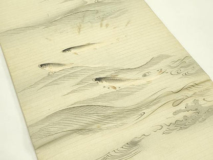 平和屋着物＊夏物　アンティーク　大正ロマン　六通柄　京袋帯　刺繍　魚　銀糸　正絹　逸品　CABL5513rv