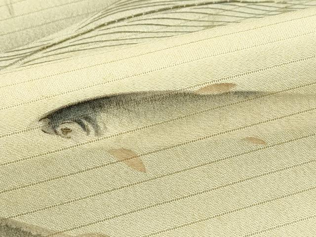 平和屋着物＊夏物　アンティーク　大正ロマン　六通柄　京袋帯　刺繍　魚　銀糸　正絹　逸品　CABL5513rv