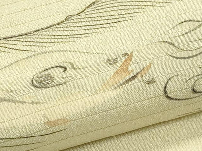 平和屋着物＊夏物　アンティーク　大正ロマン　六通柄　京袋帯　刺繍　魚　銀糸　正絹　逸品　CABL5513rv