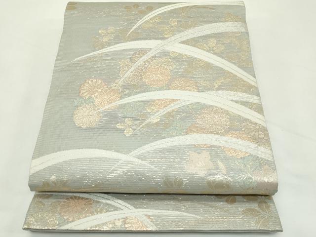 平和屋着物＊夏物　六通柄袋帯　秋草文　金銀糸　正絹　逸品　CABL5543rv
