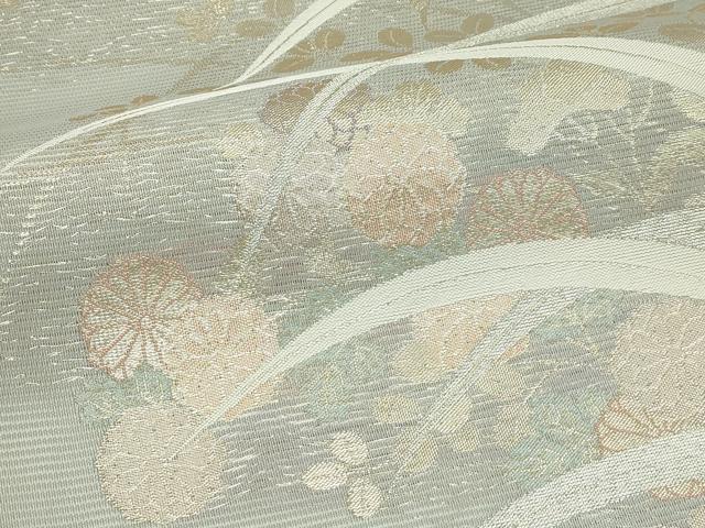 平和屋着物＊夏物　六通柄袋帯　秋草文　金銀糸　正絹　逸品　CABL5543rv