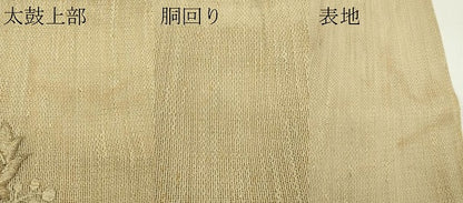 平和屋着物＊夏物　八寸名古屋帯　総刺繍　更紗花文　金糸　正絹　逸品　CABL5567rv