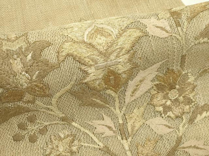 平和屋着物＊夏物　八寸名古屋帯　総刺繍　更紗花文　金糸　正絹　逸品　CABL5567rv