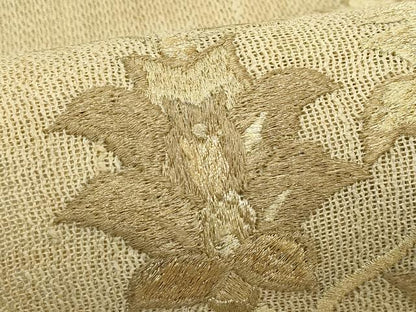 平和屋着物＊夏物　八寸名古屋帯　総刺繍　更紗花文　金糸　正絹　逸品　CABL5567rv