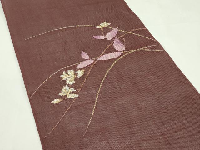 平和屋着物＊夏物　西陣　八寸名古屋帯　草花文　未使用　CABL5568rv
