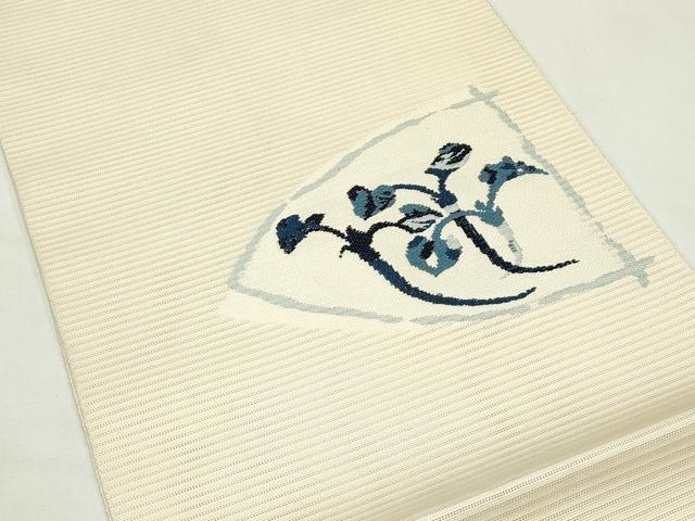 平和屋着物＊夏物　太鼓柄袋帯　草木文　藍　正絹　逸品　CABL5571rv