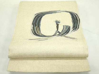 平和屋着物＊夏物　太鼓柄袋帯　すくい織　鳥　金糸　正絹　逸品　CABL5577rv