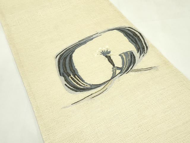 平和屋着物＊夏物　太鼓柄袋帯　すくい織　鳥　金糸　正絹　逸品　CABL5577rv