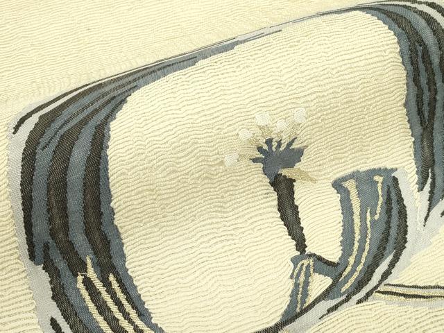 平和屋着物＊夏物　太鼓柄袋帯　すくい織　鳥　金糸　正絹　逸品　CABL5577rv