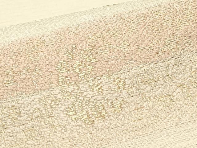 平和屋着物＊夏物　六通柄袋帯　草花横段文　金糸　正絹　逸品　CABL5579rv