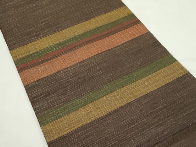 平和屋着物＊夏物　両面　六通柄袋帯　市松霞文　金通し地　正絹　逸品　CABL5580rv