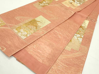 平和屋着物＊夏物　六通柄袋帯　流水に短冊　金糸　正絹　逸品　未使用　CABL5584rv