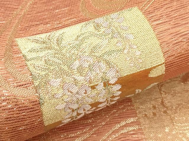 平和屋着物＊夏物　六通柄袋帯　流水に短冊　金糸　正絹　逸品　未使用　CABL5584rv