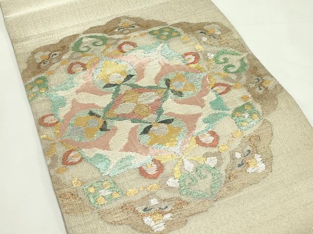 平和屋着物＊夏物　西陣図案家　徳田義三　六通柄袋帯　正倉院花文　金銀糸　正絹　逸品　未使用　CABL5586rv