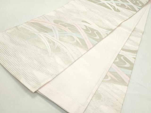 平和屋着物＊夏物　六通柄袋帯　芝草流水文　銀糸　正絹　逸品　CABL5591rv